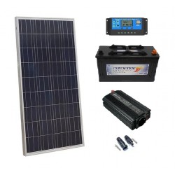 Kit solar Placa 150w Bateria 125ah Regulador 20a inversor 600w