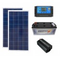 Kit solar 2x Placa 160w Bateria 250ah Regulador 30a inversor 600w