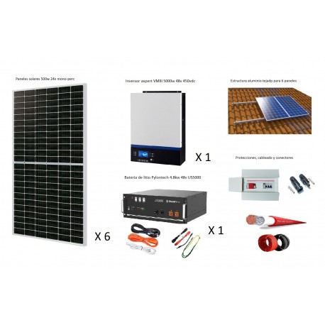Kit solar 18000w/10500w Diarios con batería de Litio