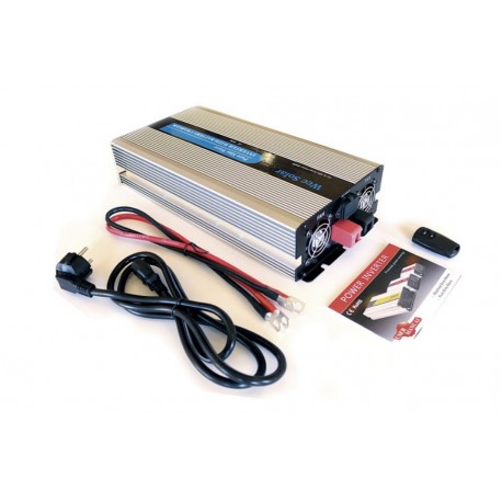 Inversor solar 3000w 12v Onda pura LCD+Mando+Cables+Cargador